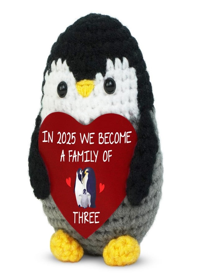 OASSIE Baby's First Christmas 2025 Emotional Support Crochet - Family of 3 Baby Announcement Positive Crochet with Card - Penguin Gifts for New Mom Dad Parents Couples, Pregnancy Announcement - Image 1